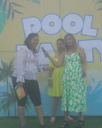Anu Manocha hosting games at a pool party